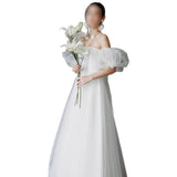 Blast Bra Light Wedding Dress White Engagement Bridal Evening Dress French Temperament Yarn Simple Light Luxury HZ0517