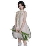 French Hanging Neck Light Wedding Dress Cute Sweet Breeze Morning Robe Certificate Registration Small White Dress Engagement Bridal Dress HZ0517