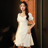 White Small Dress Can Usually Wear Light Luxury Small French Certificate Registration Dress Short Engagement Small HZ0517