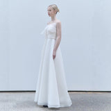French-Style Densate Light Wedding Dress Light Luxury Niche Tective Bosom Simple White Welcome Dress Bride Go Out Yarn HZ0517