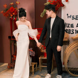 Brassed Engagement Light Wedding Dress 2026 New Bridal French-Style Densate Repair Fishtail Travel Yarn HZ0517