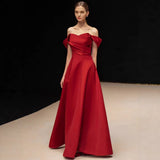 One-Word Shoulder Toasting Bride 2026 New Engagement Dress High-End Feeld With The Dens On The Side Of The Wedding Dress Is Thin HZ0517