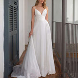 Suspension Deep V Collared Light Wedding Dress 2026 Spring New Small Tail Fashion Simple Travel Host Dress HZ0517