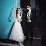 Light Wedding Slings French Retro Bride Wedding Engagement Dress Dress Daily Small Man Certificate Registration Small White Dress HZ0517