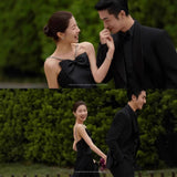 Black Light Wedding Dress Slings Long Slim Slimming Back To Shoot The Bride's Engagement Dress Studio To Take Pictures HZ0517
