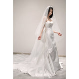 Sinter Light Wedding Dress 2026 New Winter Bride Go Out Yarn French Bow Brated Fishtail Wedding Dress Tail Woman HZ0517