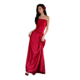 French Toasting Bride Red Morning Robe Female High Sense Light Luxury Temperament Engaged To Wedding Fishtail Brawn Dress Dress HZ0517