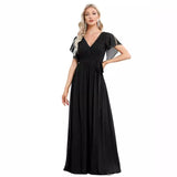Evening Dress 2026 New Sexy Body Repair V-Neck Chiffon Dress Women's Party Bridesmaid Dress HZ0517