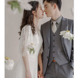 French-Style Fascling Light Wedding Dress 2026 New Bridal Small Temperament Welcome To Go Out Yarn Small Tail White Dress HZ0517