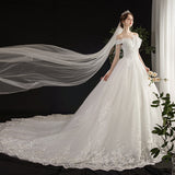 Wedding Dress 2026 New Bride Word Shoulder Slim Slimmed-Up Senyi Fluffy Skirt HZ0517