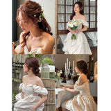 One-Word Shoulder Light Wedding Dress 2026 Spring New French Small Fashion Trend Travel Bride Welcome Yarn HZ0517