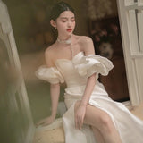 French Brao Light Wedding Dress 2026 New Bridal Temperament Simple Shoulder-Tailed Fish-Tailed And Vertinated Face Welcome Dress HZ0517