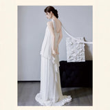 Light Wedding Dress 2026 New Morning Robe Bridal Engagement Certificate Solid Color Simple Large Size Thin French Dress Yarn HZ0517