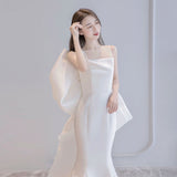 French Sentair Light Wedding Dress 2026 New Super Fairy Dream Bride Goes Out Of The Yarn Shadow Building Temperament Fishtail Scenic Mask HZ0517
