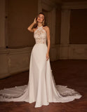 Hanging Neck Lace Wedding Dress 2026 Spring New French Temperament Tail Dress Bride Go Out To Yarn Welcome Yarn HZ0517