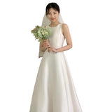 Sing Noodles Light Wedding Dress Small Simple License Registration Daily Small White Dress Temperament Engagement Welcome Out Of The House Dress HZ0517
