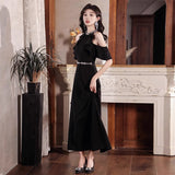Black Evening Dress 2026 New Hanging Neck Super Fairy Heavy Industry Small Dress Party Party Evening Dress Dress HZ0517