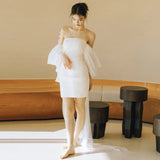Small Small Wedding Dress Sen Is Super Fairy Travel To Shoot The Bride's Engagement Small White Skirt With A Word On The Shoulder Of The French Yarn Autumn HZ0517