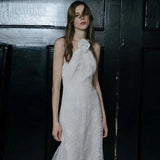 French Light Wedding Temperament Simple Fashion Fishtail Welcome Out Of The Selsen Super Fairy Lace Morning Robe Hanging Neck Dress HZ0517
