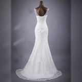 2026 Spring New White Lace Fishtail Bride Wedding Dress With Thin Shoulders Tail Wedding Dress HZ0517