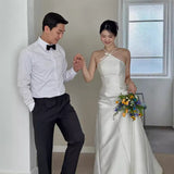 Korean Light Wedding Dress Ding Noodles Hanging Neck Niche Design With A White Certificate Registration Small White Dress Banquet Temperament Evening Dress HZ0517