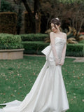 French Braming Light Wedding Dress 2026 New Bridal Feintament Drag Tail Simple Atmosphere Yarn Fishtail Thin HZ0517