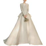2026 Spring New Hepburn Does Not Show Back Long-Sleeved Vertevery Big Tail Wedding Dress HZ0517