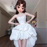 Birthday Party Dress Dress Light Luxury Niche Temperament Bare Back White Poneng Sling Light Wedding Dress HZ0517
