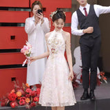 Toasting New Chinese Style 2026 New Bridal Wedding Dress Small Long Dress Fashion Dress HZ0517