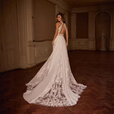 Hanging Neck Lace Wedding Dress 2026 Spring New French Temperament Tail Dress Bride Go Out To Yarn Welcome Yarn HZ0517