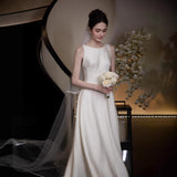 French-Style Fasting Light Wedding Temperament Bride Welcome Trip To Shoot The Yarn Small Simple High-End White Dress Dress HZ0517