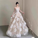New White Breasted Light Wedding Dress Engagement Senior Feeling Heavy Workeven Dress Wedding Wedding Morning Robes HZ0517