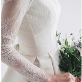 2026 Spring New Long-Sleeved Lace Back-Back Sleeved Wedding Dress Simple Travel Shot Light Wedding Dress HZ0517