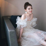 Engagement Dress Morning Dress Dress Dress Light Luxury Niche Toast Dress 2026 New White Wedding Banquet Dress HZ0517