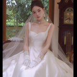 Sling Ribbon Dingy Light Wedding Dress French Small Sexy Simple Travel Photo Super Fairy Certificate Registration Korean Dress Light Yarn HZ0517