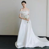 Sen's Breast-Wearing Light Wedding Temperament Bride Super Fairy Engagement Wedding Dress Simple Welcome Trip To Shoot The Yarn HZ0517