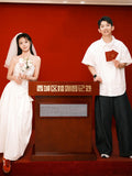 Registration Certificate Engagement Small White Dress Daily Can Wear Light Wedding Temperament Simple White Thin Breast Evening Dress Dress HZ0517