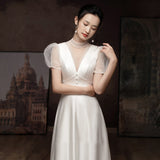 Bride Toast 2026 Spring New White Dingy Bubble Sleeve Banquet Host Engagement Wedding Light Wedding Dress HZ0517