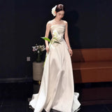 French-Style Densate Light Wedding Dress High-End Smear Simple Bride Out Yarn Temperament Tail White Welcome Dress Dress HZ0517