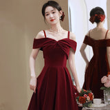 Red Toast Suit 2026 New Bride Small Engagement Dress Back Door High-End Evening Dress Party Banquet HZ0517