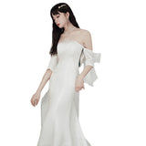 White Evening Dress 2026 New High-End Fish Tail Go Out Of The Yarn Studio Photo Small Welcome Photo Wedding Dress HZ0517