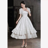Summer New U-Neck Princess Fluffy Pure White Dress Pattern Romantic Wedding Wedding Bridesmaid HZ0517