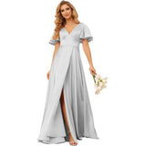 Sexy Dingy Evening Dress Deep V-Neck Side Open-Fork Ball Dress High-Waist Temperament Party Dress HZ0517