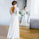 2026 Spring New Simple Bohemian Deep Wind V Lace Luo Back Beach Light Wedding Dress HZ0517