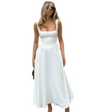 Banquet Dress 2026 Summer New Women's Temperament Square With Sleeveless Belt Sling Dress HZ0517