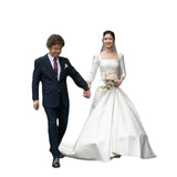 Zhang Nora Star Same Wedding Dress 2026 Spring New Linden Collar Simple Long-Sleeved Retro Temperament Main Yarn HZ0517