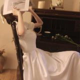 Banquet Evening Dress Woman 2026 New Certificate Registration Thin Dress Retro Vertiny Engagement White Small HZ0517