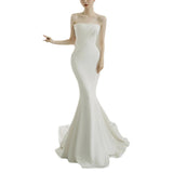 Fishtail Light Wedding Dress French Vertebry Bride Wedding Braming Temperament Out Of The Yarn Small Tail Sen Is A Thin Evening Dress HZ0517