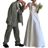 Suspension Light Wedding Dress Simple French 2026 New Evening Dress Travel Bridal Registration Certificate Of The Blind Face Of The Little White Dress Woman HZ0517
