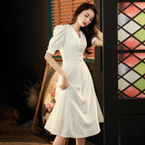 White Banquet Small Dress 2026 Summer New Temperament Long-Term Daily Simple License Wedding Dress HZ0517